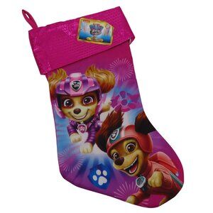 Nickelodeon Paw Patrol The Movie Pink Shiny Christmas Stocking Holiday Puppy NEW